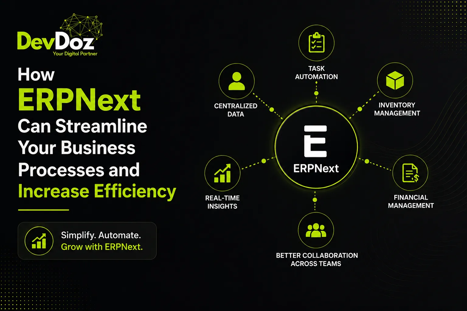 Comprehensive guide on streamlining enterprise workflows and increasing business efficiency using ERPNext — DevDoz Strategy